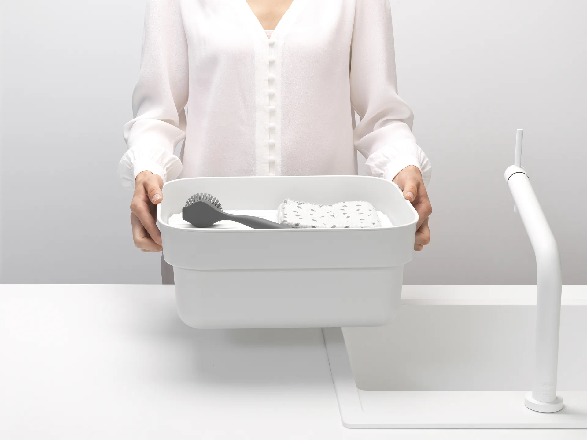 Bacinella per lavandino con ripiano per asciugatura Sinkside 34x37 cm, Grigio chiaro Brabantia