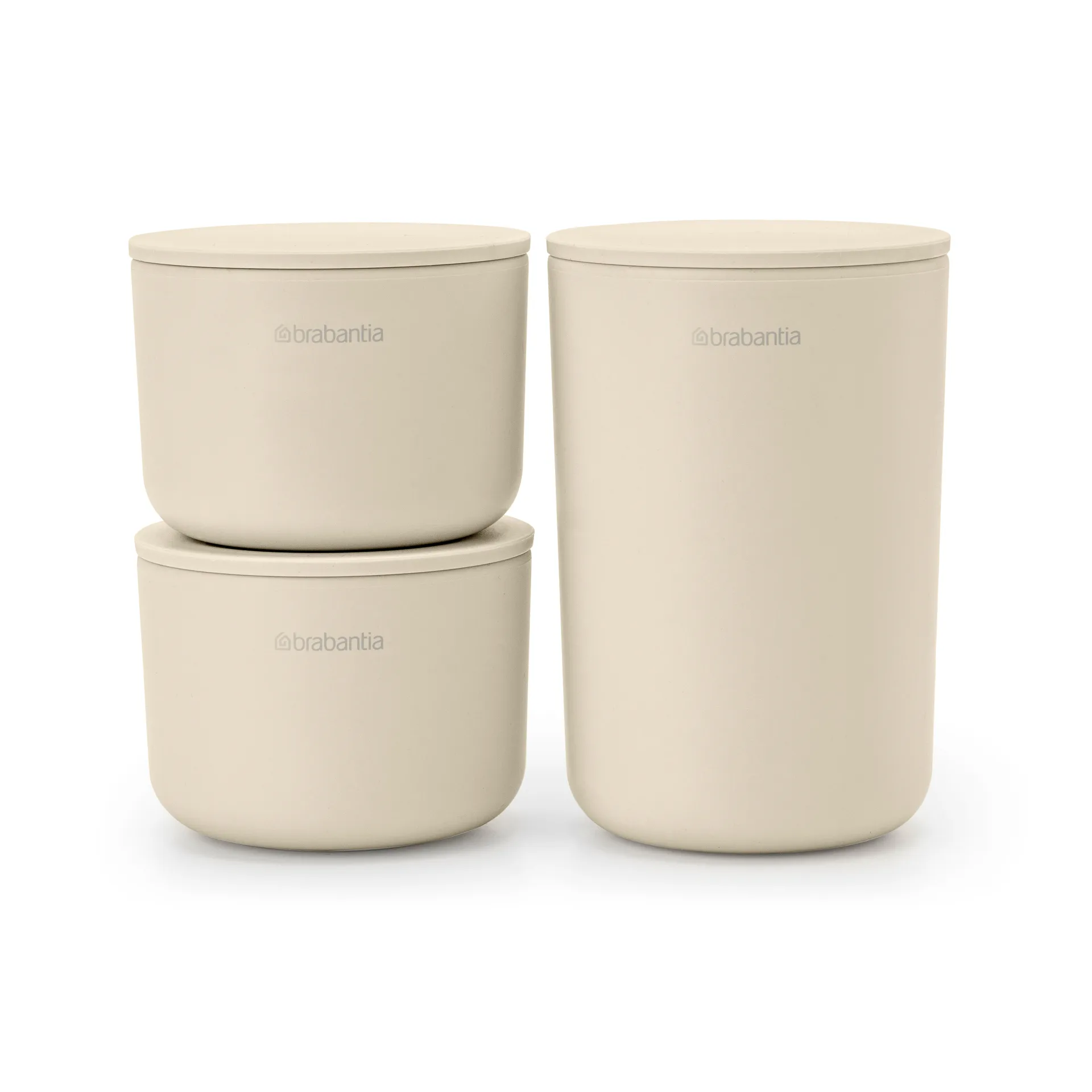 Barattolo portaoggetti confezione da 3 ReNew, Beige Chiaro Brabantia