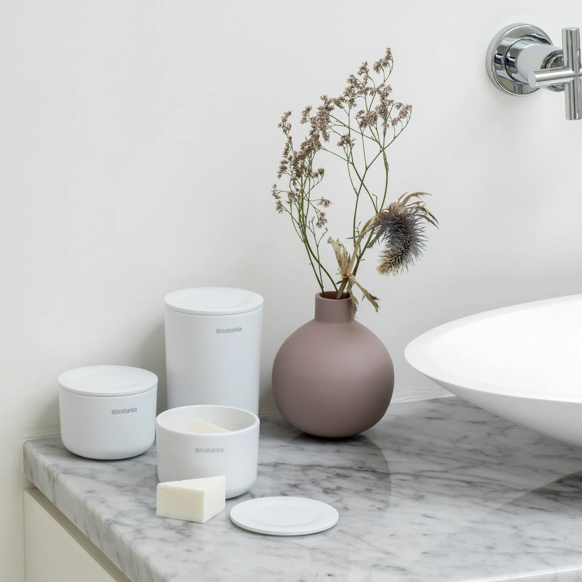 Barattolo portaoggetti confezione da 3 ReNew, bianco Brabantia