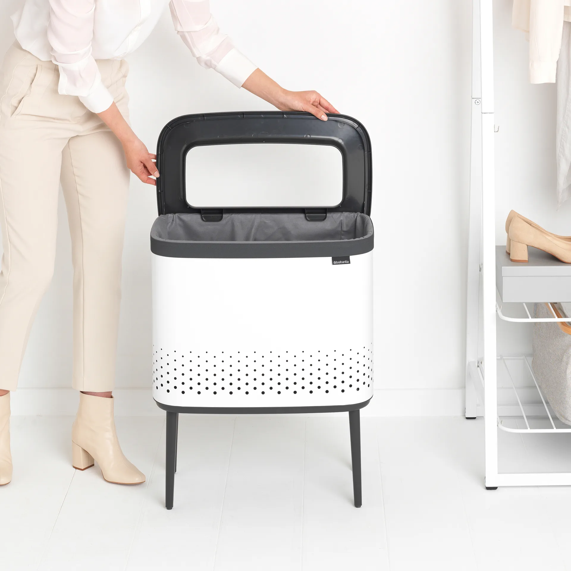 Cesto biancheria Bo 60 L, bianco Brabantia