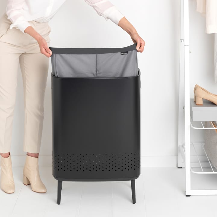 Cesto biancheria Bo alto 2x45 L - nero opaco - Brabantia