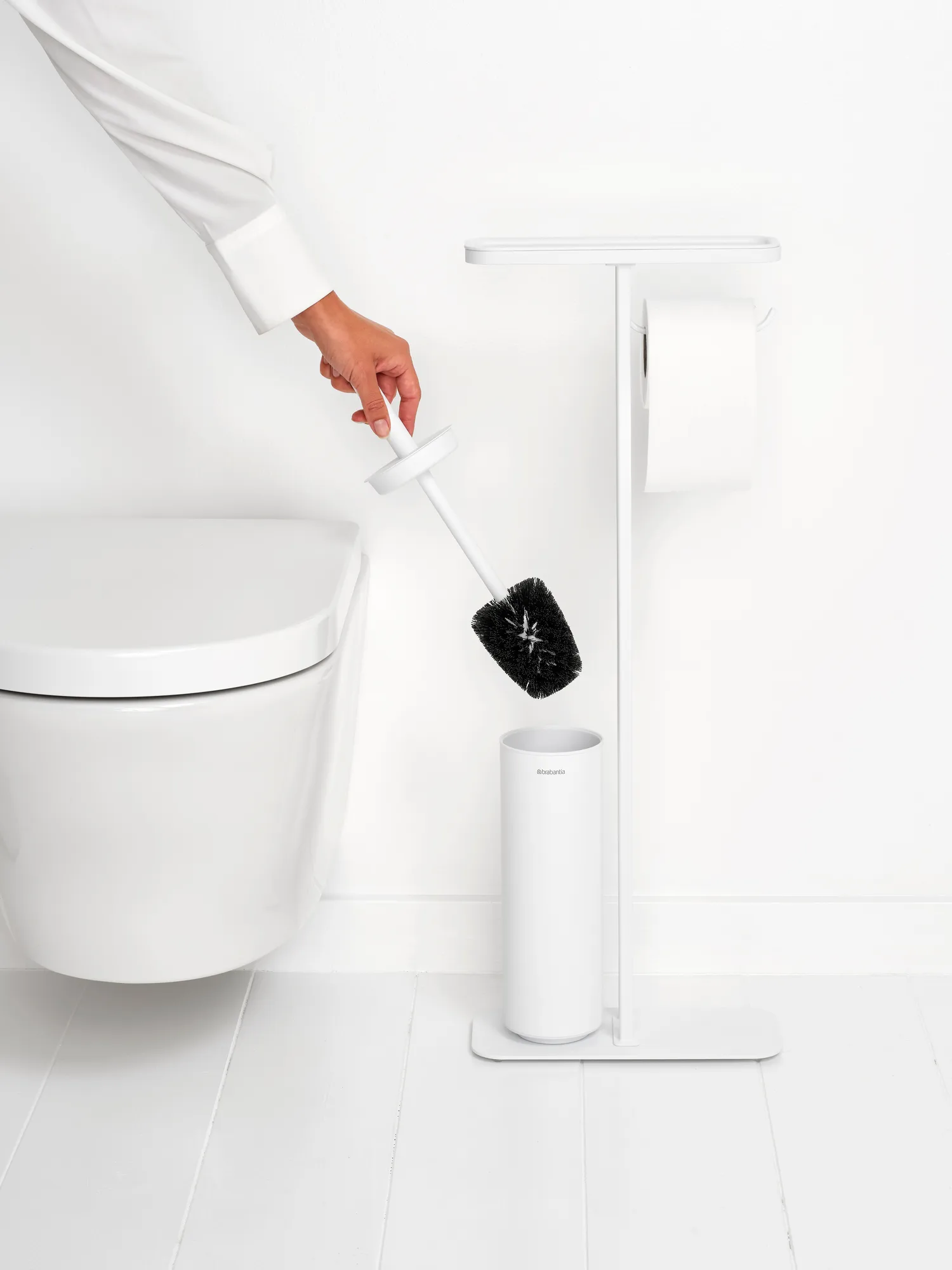 Piantana porta rotolo e scopino MindSet, Mineral Fresh White Brabantia