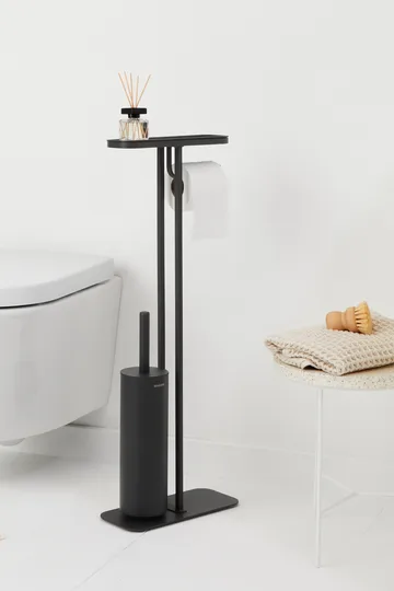 Piantana porta rotolo e scopino MindSet - Mineral infinite grey, silicone - Brabantia