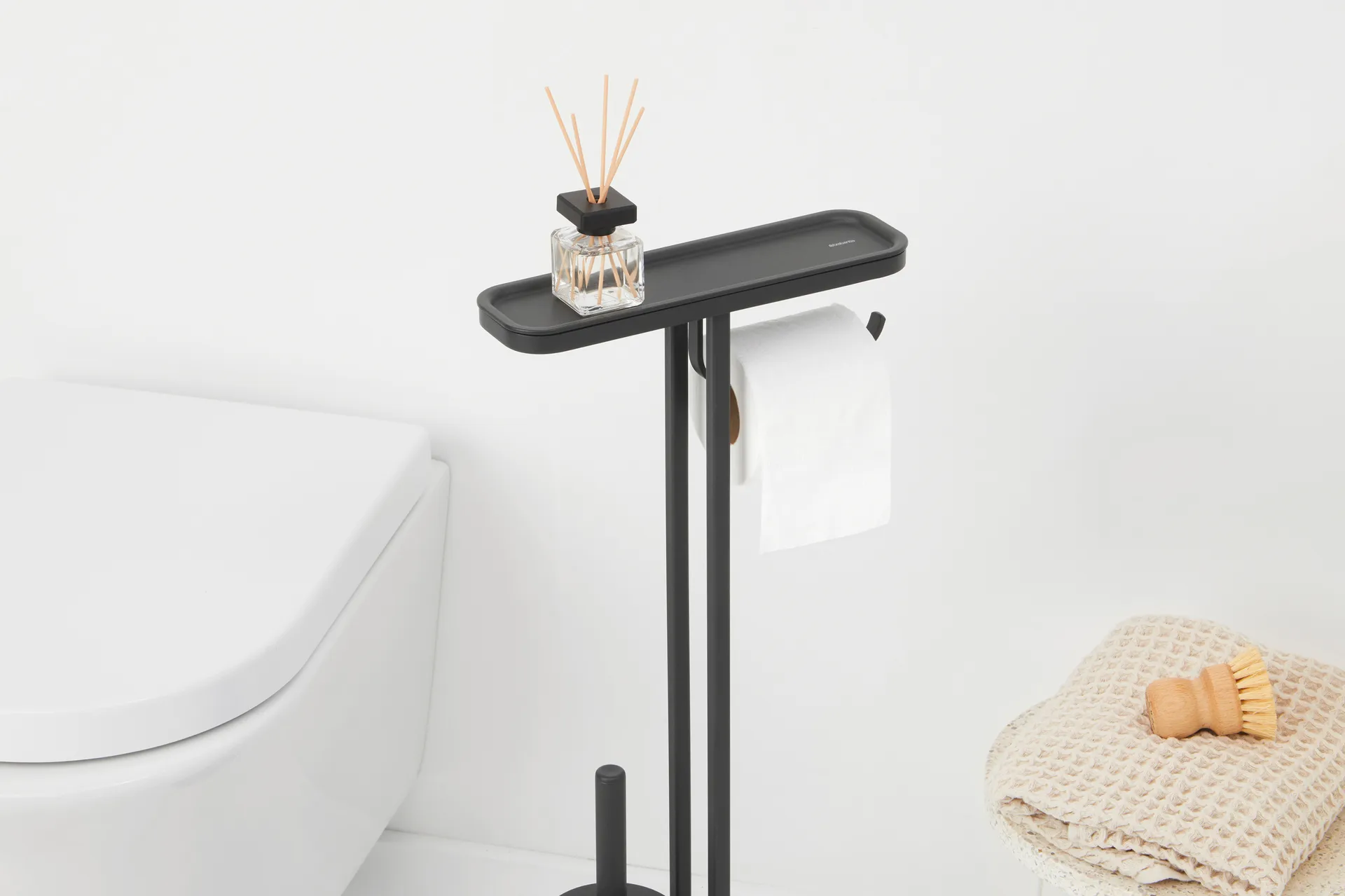 Piantana porta rotolo e scopino MindSet, Mineral infinite grey, silicone Brabantia