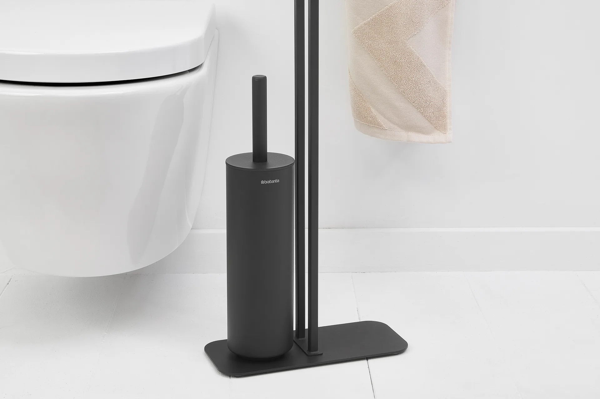 Piantana porta rotolo e scopino MindSet, Mineral infinite grey, silicone Brabantia