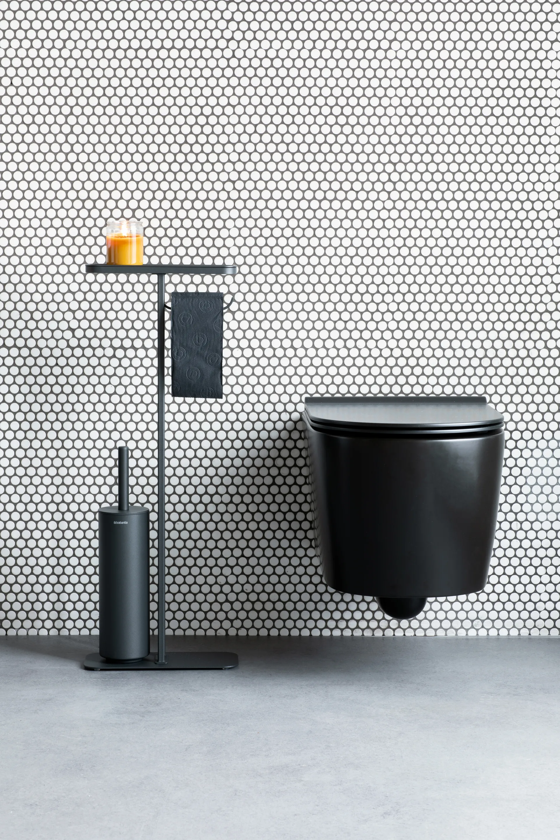 Piantana porta rotolo e scopino MindSet, Mineral infinite grey, silicone Brabantia