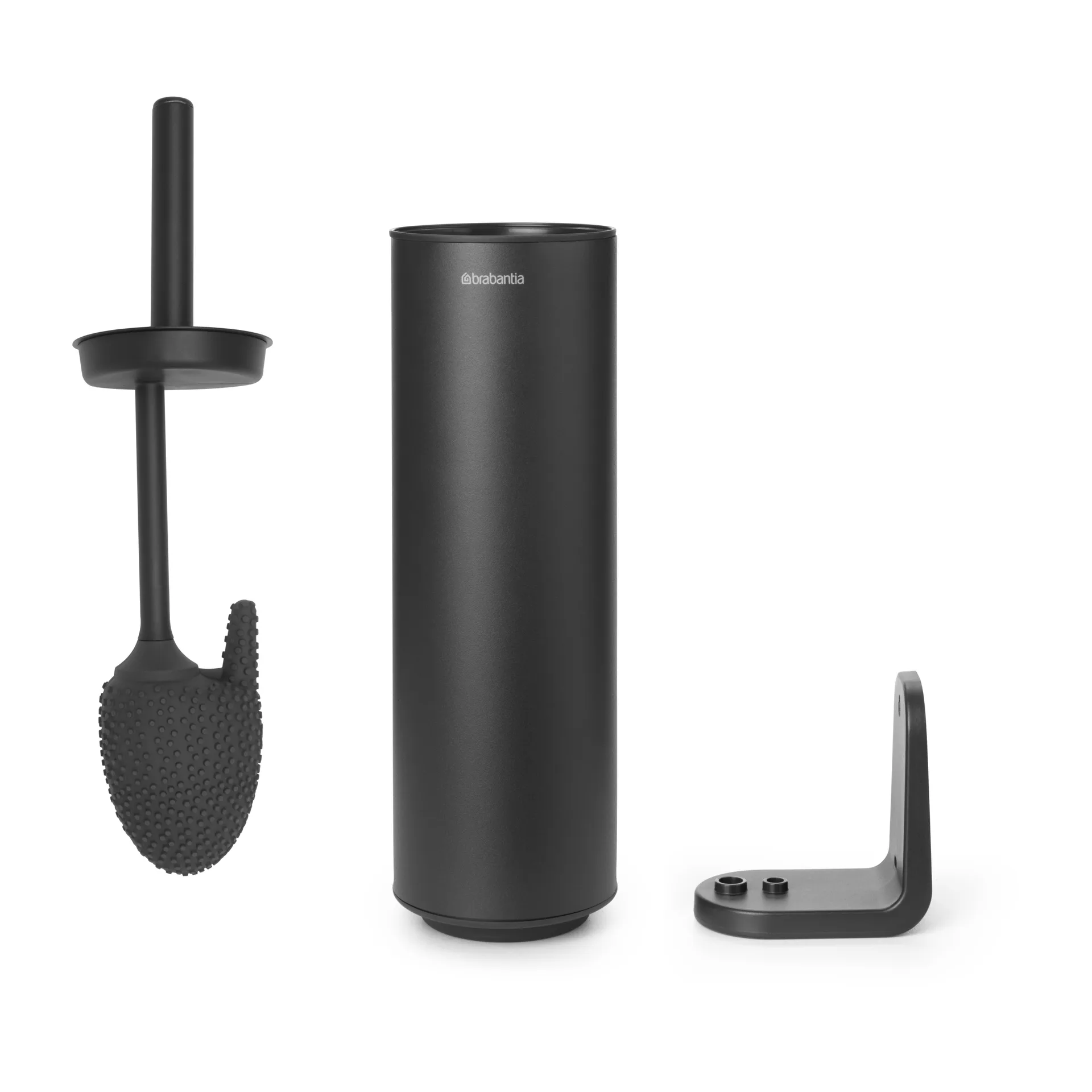 Scopino per WC con supporto MindSet, Mineral infinite grey, silicone Brabantia