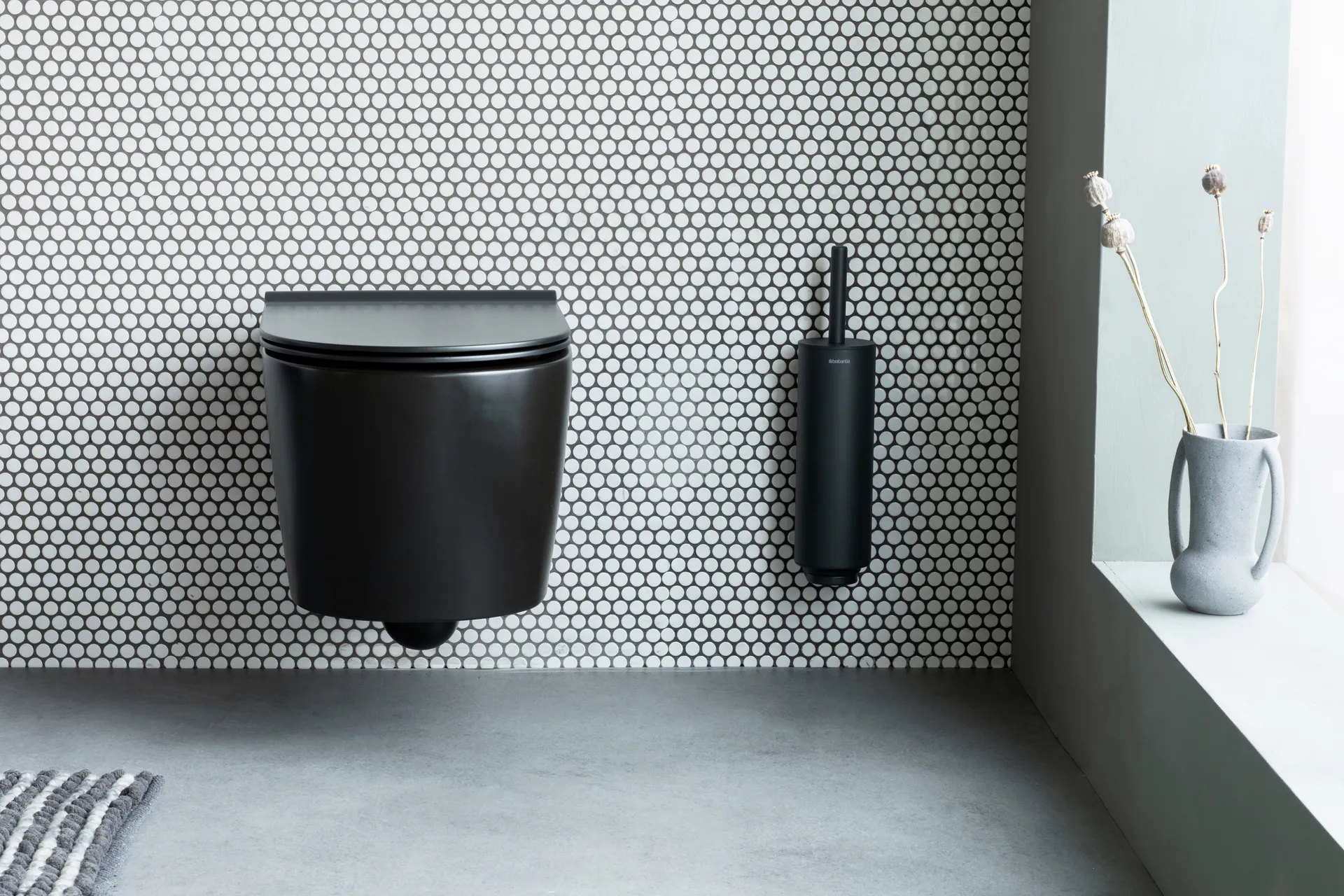 Scopino per WC con supporto MindSet, Mineral infinite grey, silicone Brabantia