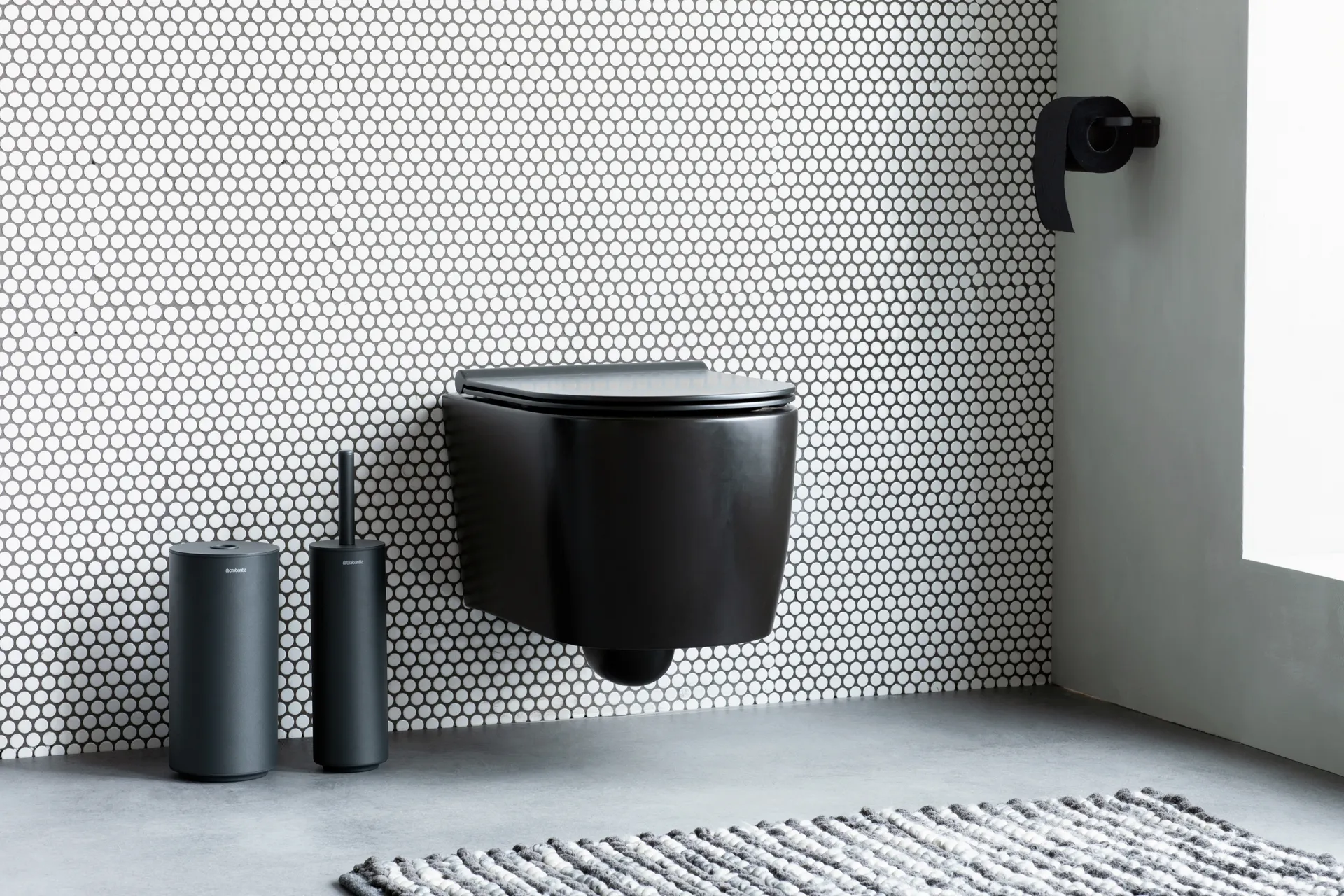 Scopino per WC con supporto MindSet, Mineral infinite grey, silicone Brabantia