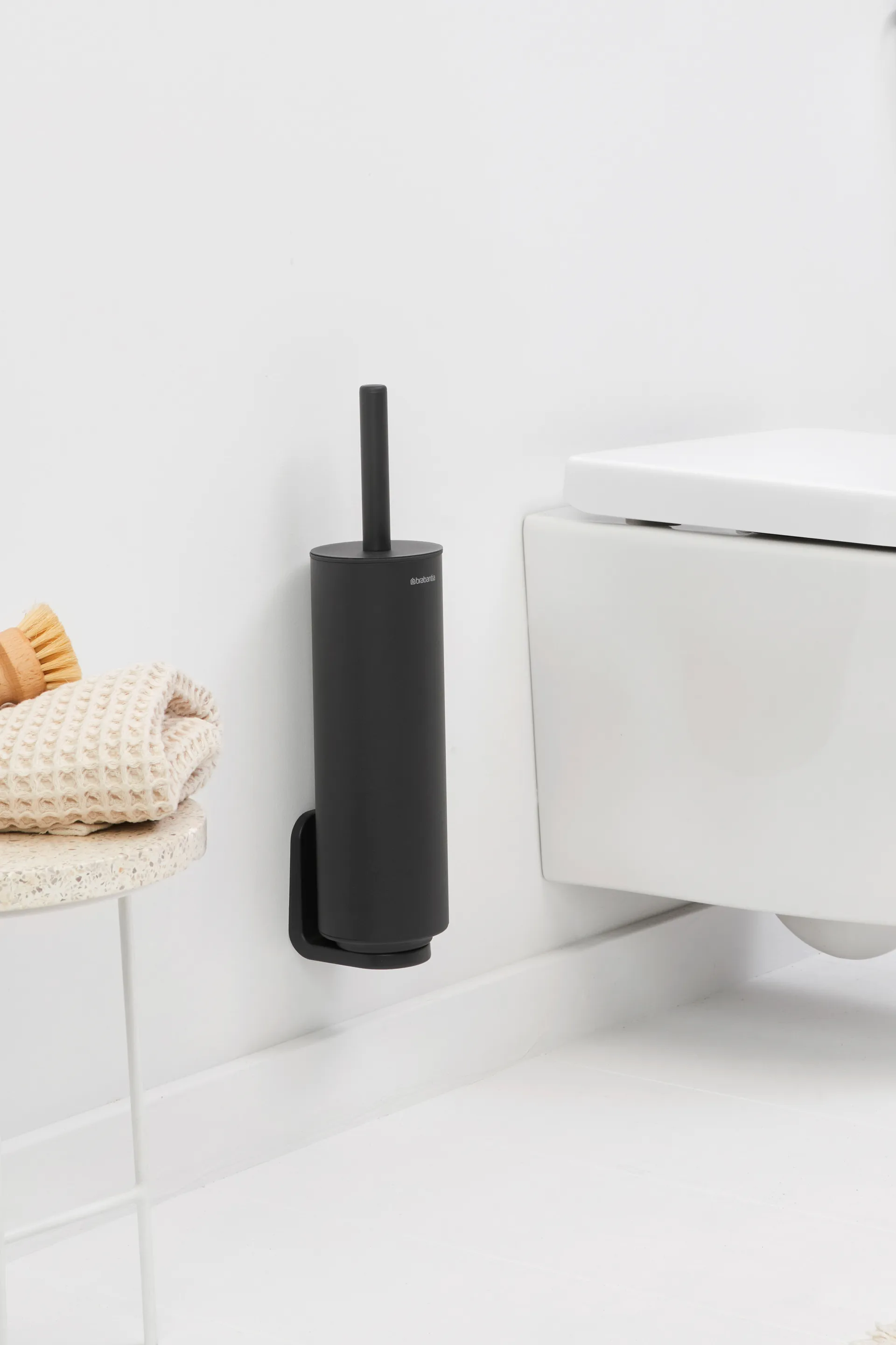 Scopino per WC con supporto MindSet, Mineral infinite grey, silicone Brabantia