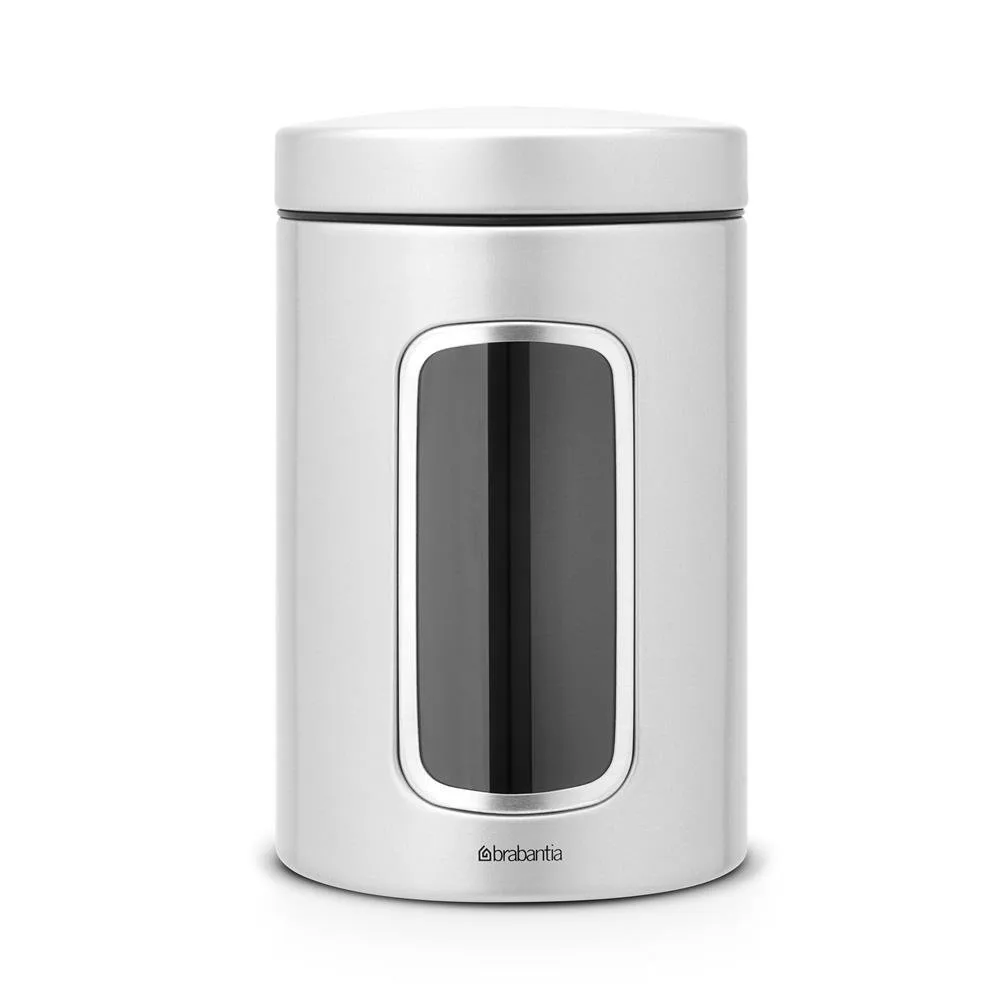 Vasetto in vetro Brabantia con apertura 1,4 litri, metallic grey Brabantia