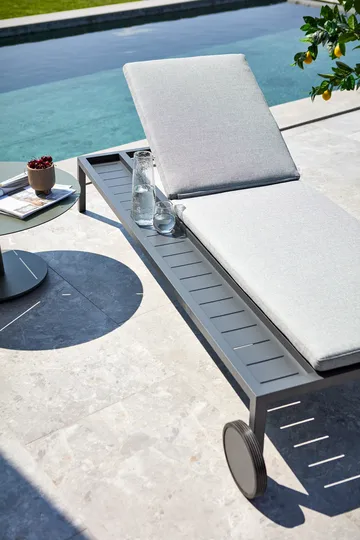 Chaise longue Samvaro 218x92 cm - Antracite-perla grigio - Brafab