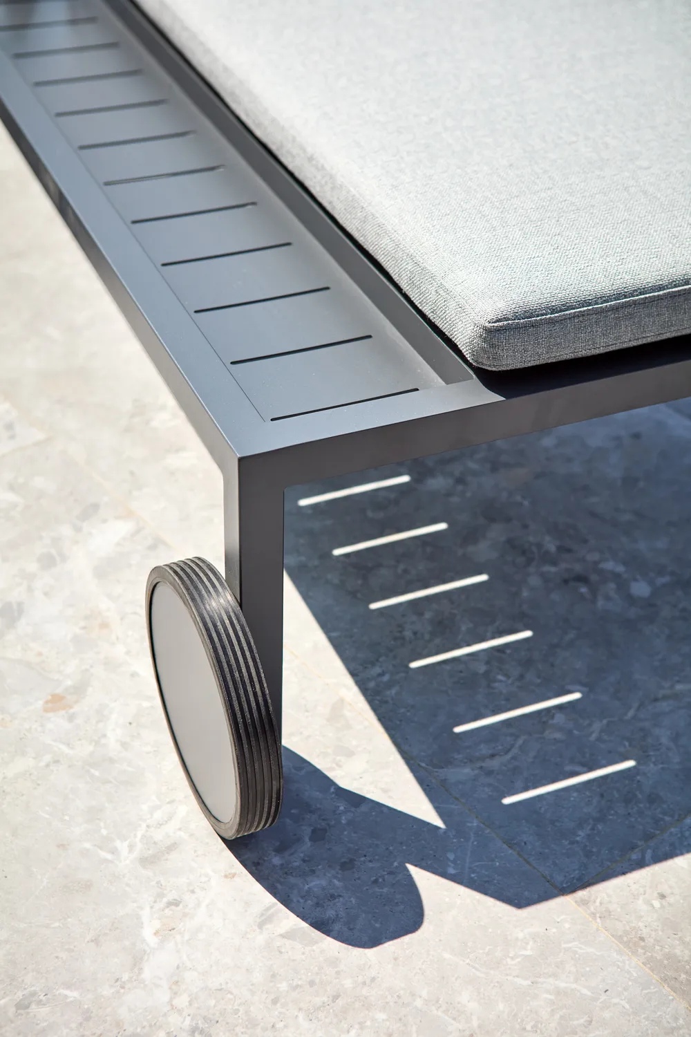 Chaise longue Samvaro 218x92 cm, Antracite-perla grigio Brafab