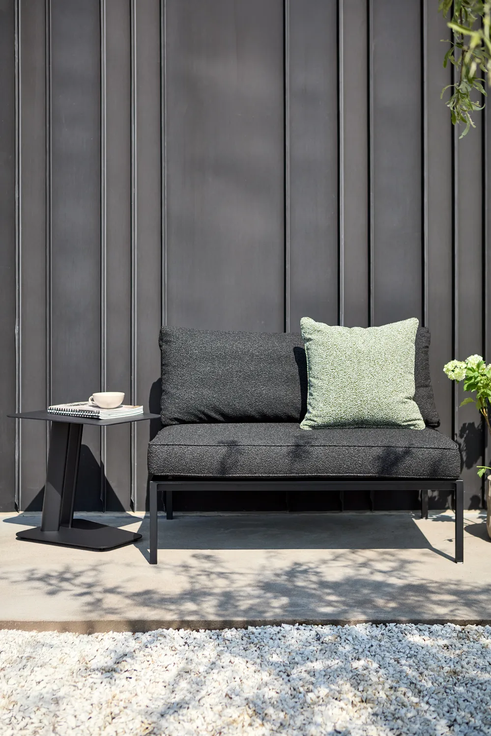 Divano modulare Upper, Nero-teddy black, parte centrale Brafab