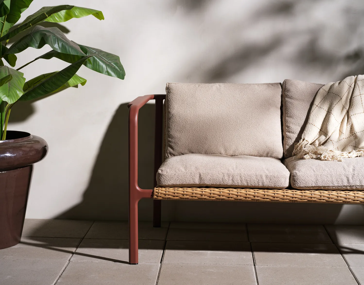 Divano Motty, Zin red-teddy beige, 2 posti Brafab