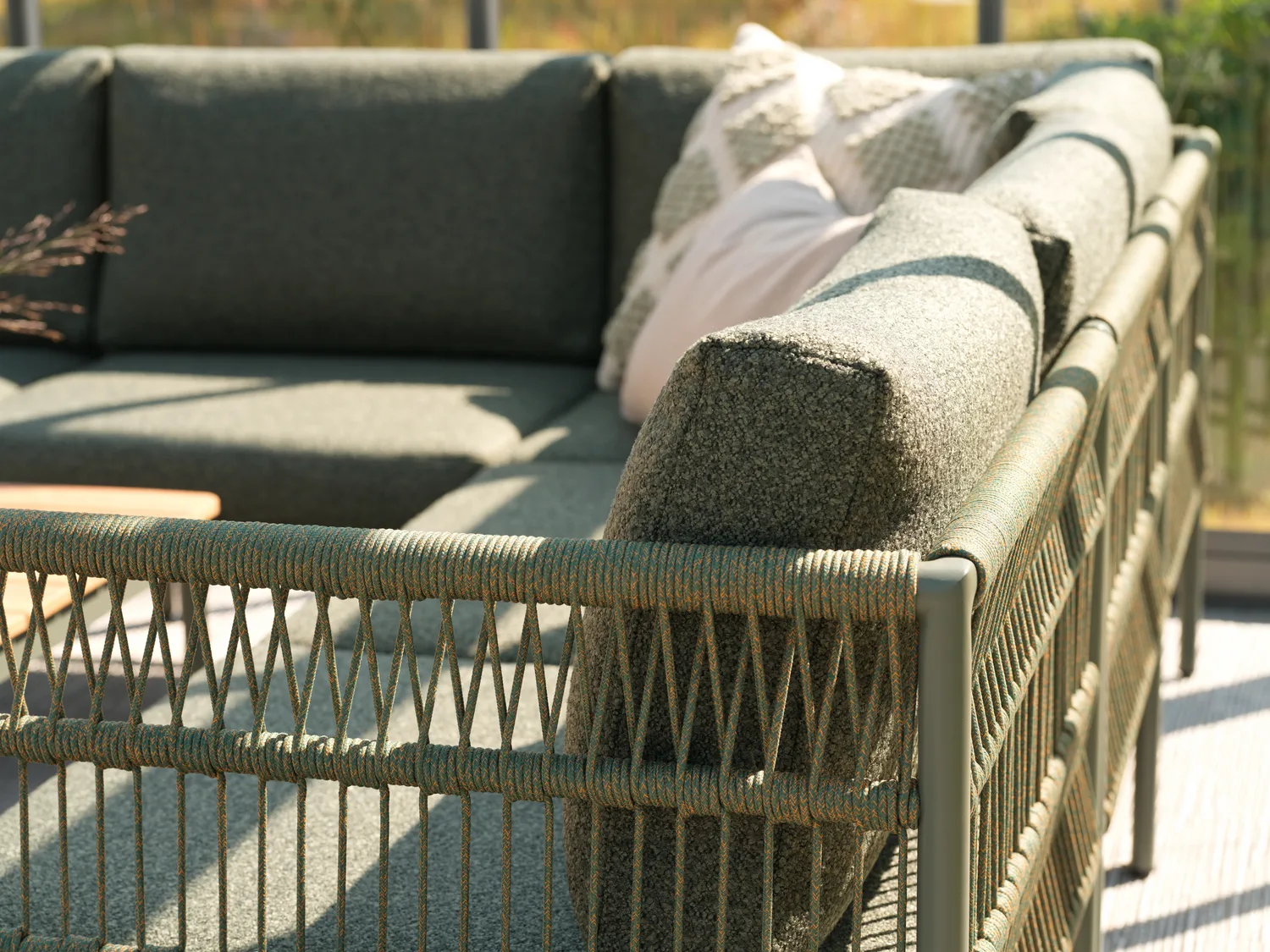 Divano Reno modulare, Nordic green-raw avocado, angolo Brafab