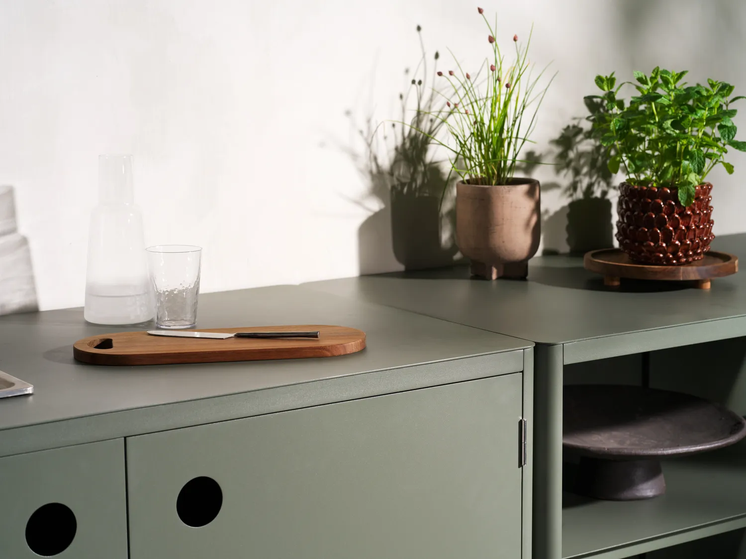 Kelia cucina da esterno panca con ripiani, Nordic green, 121x91x64 cm Brafab