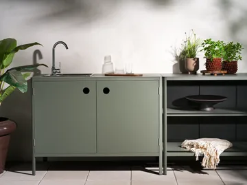 Kelia cucina da esterno panca con ripiani - Nordic green, 121x91x64 cm - Brafab