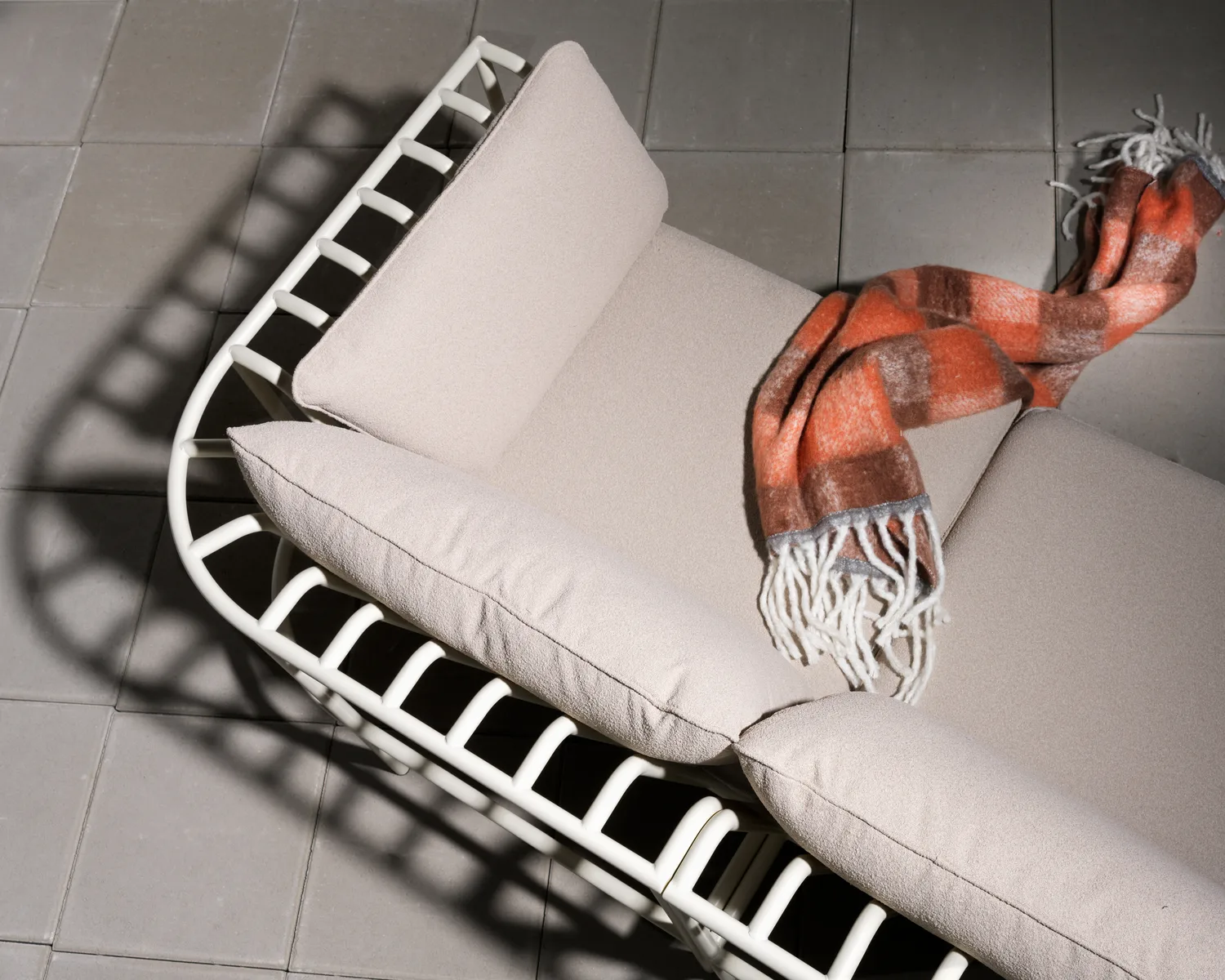 Modulo divano Collier, Pearl white-teddy beige, elemento centrale Brafab