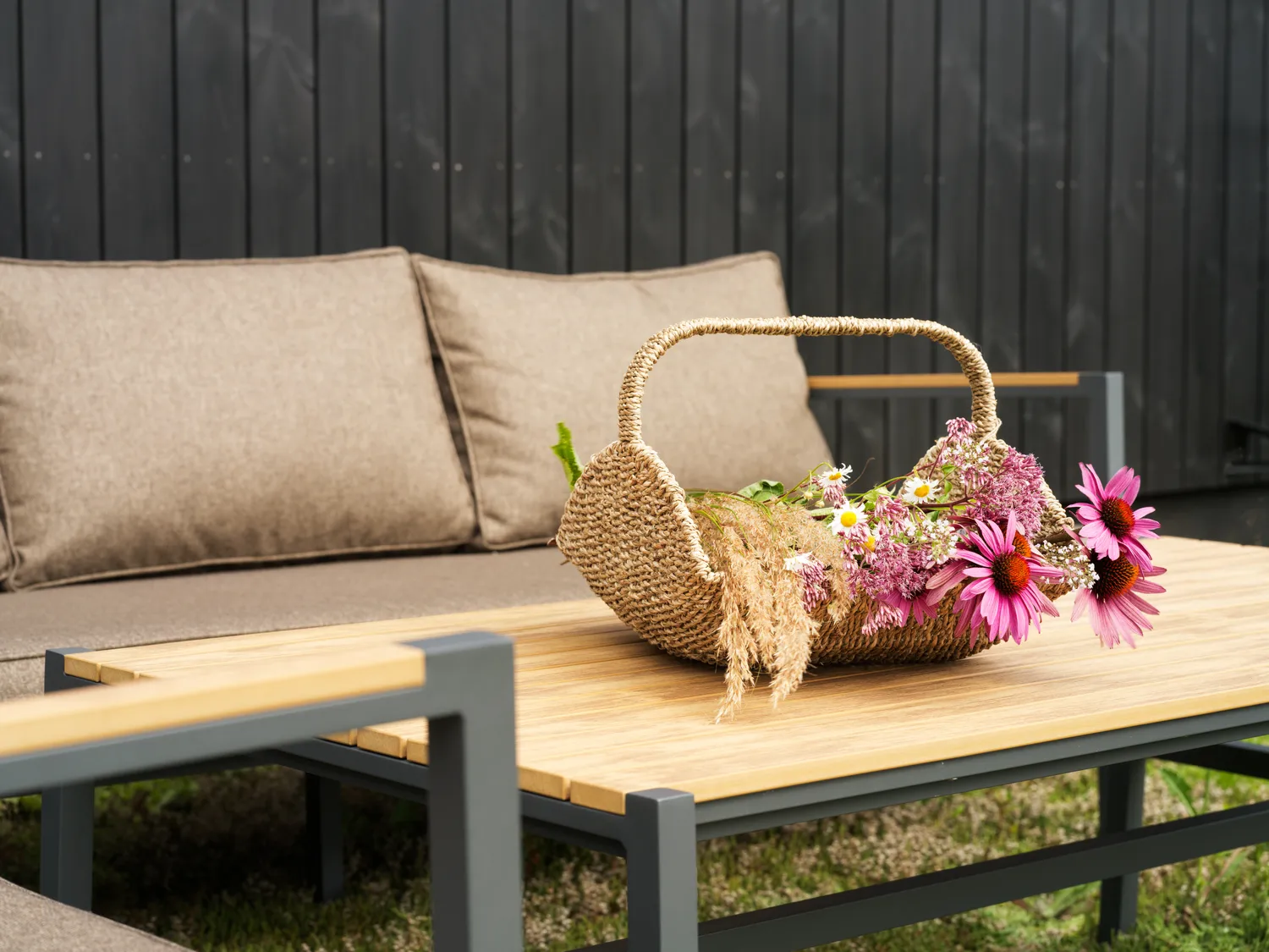 Set divano Cap, Antracite-marrone, 6 posti Brafab