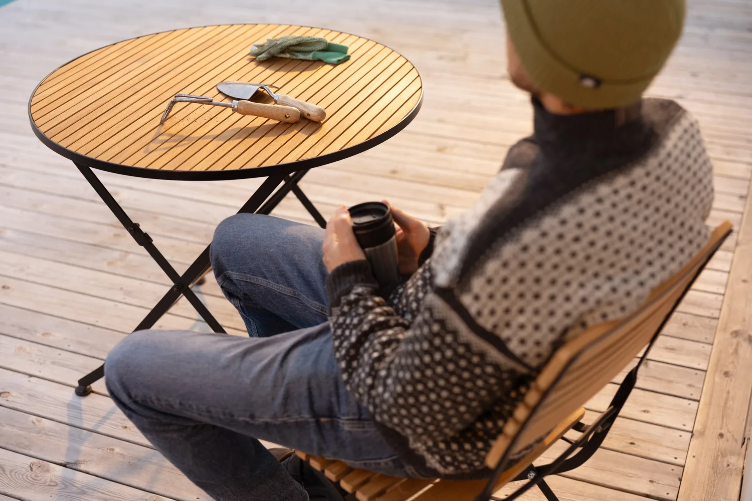 Tavolo da pranzo Brewer, Nero-teak, Ø85 cm Brafab