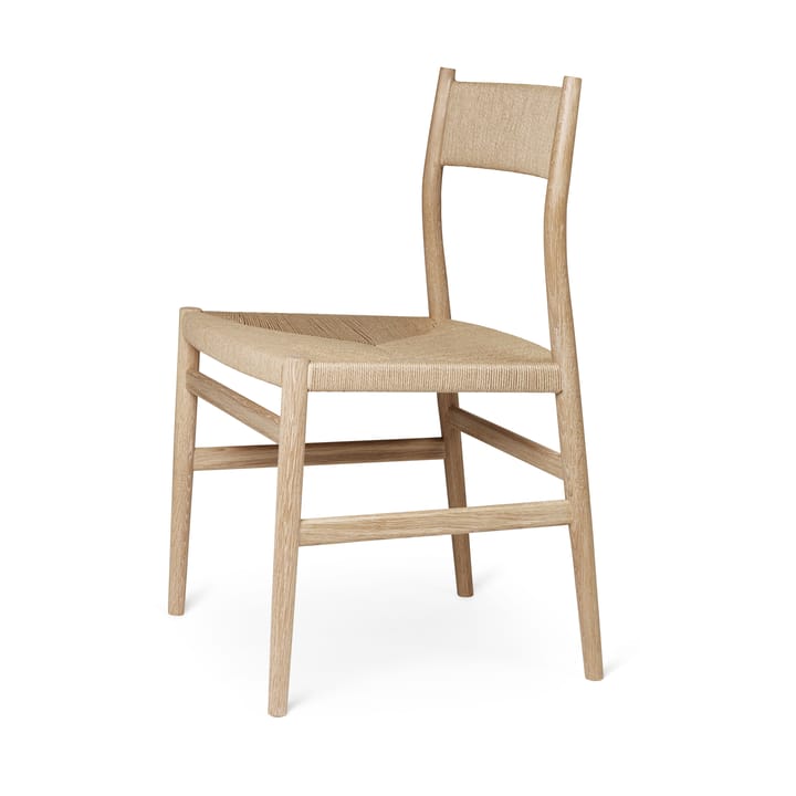 Sedia con braccioli Arv con schienale e seduta intessuti, Rovere oliato bianco, corda in carta Brdr. Krüger