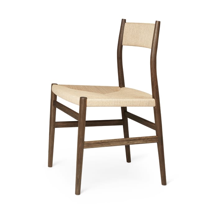 Sedia con braccioli Arv con schienale e seduta intessuti, Rovere oliato e affumicato, corda in carta Brdr. Krüger