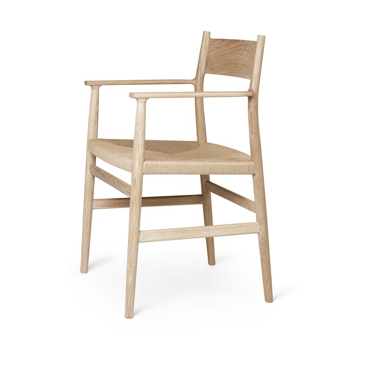 Sedia con braccioli Arv con seduta intessuta, Rovere oliato bianco, corda in carta Brdr. Krüger