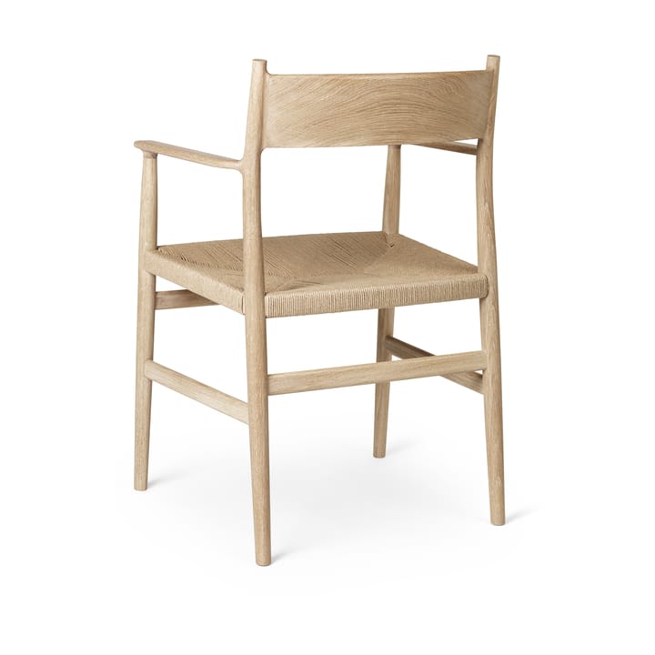 Sedia con braccioli Arv con seduta intessuta, Rovere oliato bianco, corda in carta Brdr. Krüger