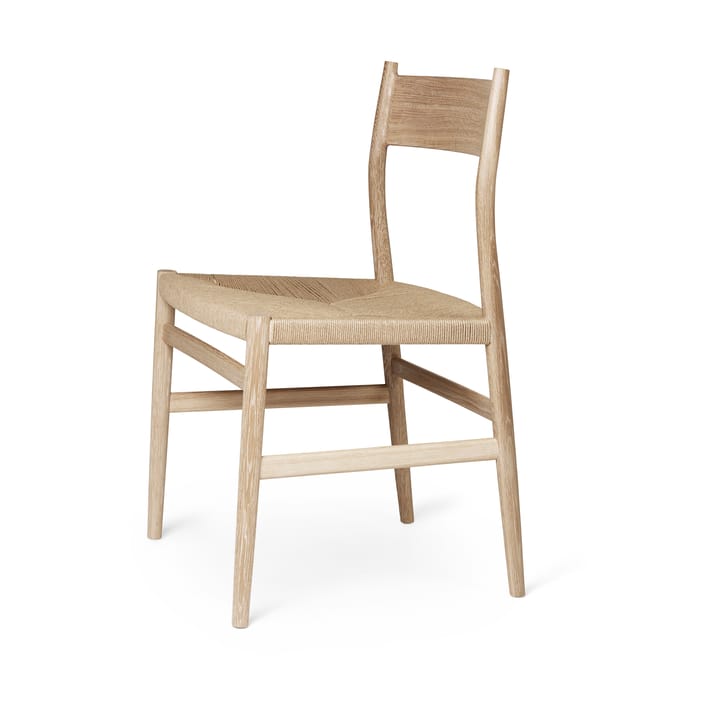 Sedia con braccioli Arv con seduta intessuta, Rovere oliato bianco, corda in carta Brdr. Krüger