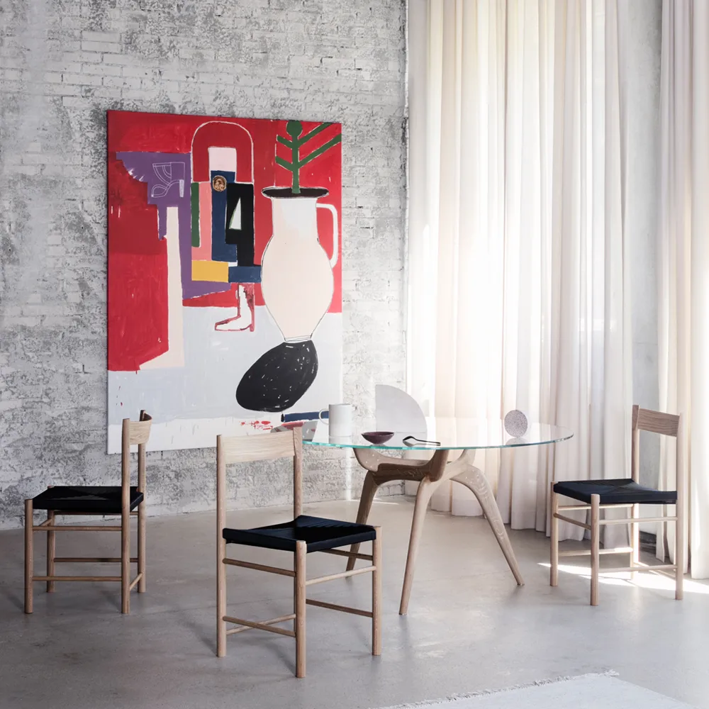 sedia F-Stol, rovere oliato, seduta in vimini naturale Brdr. Krüger