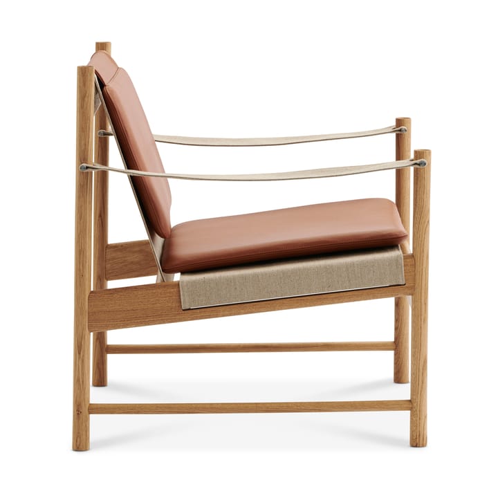 Sedia lounge HB, Rovere oliato, pelle brandy Brdr. Krüger