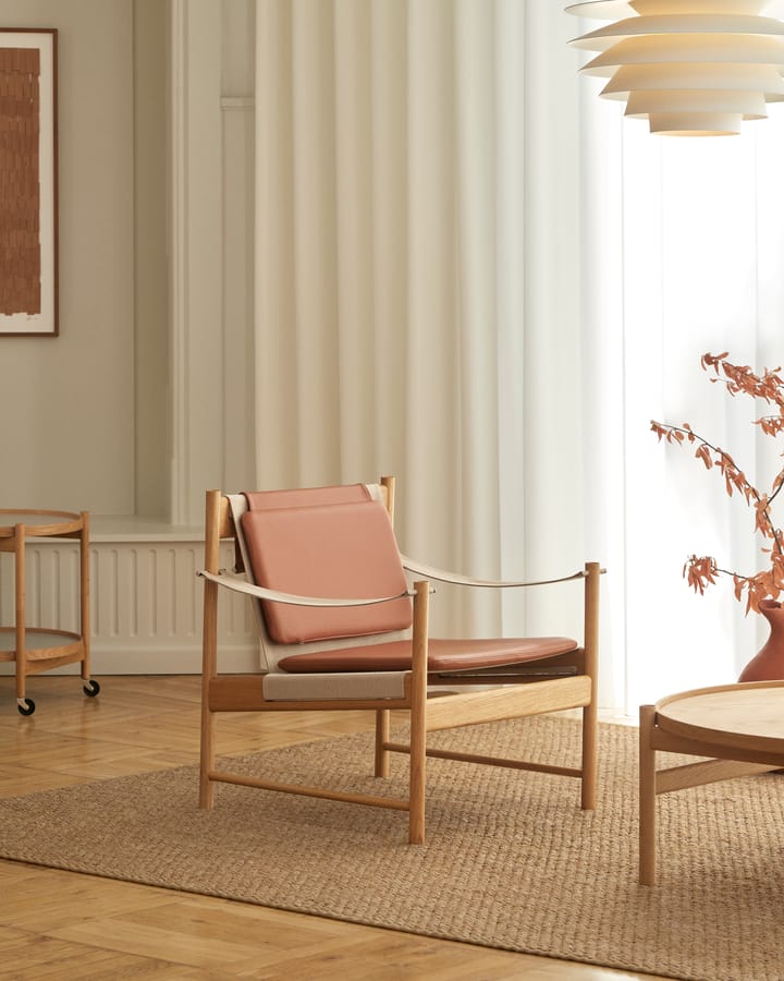 Sedia lounge HB, Rovere oliato, pelle brandy Brdr. Krüger