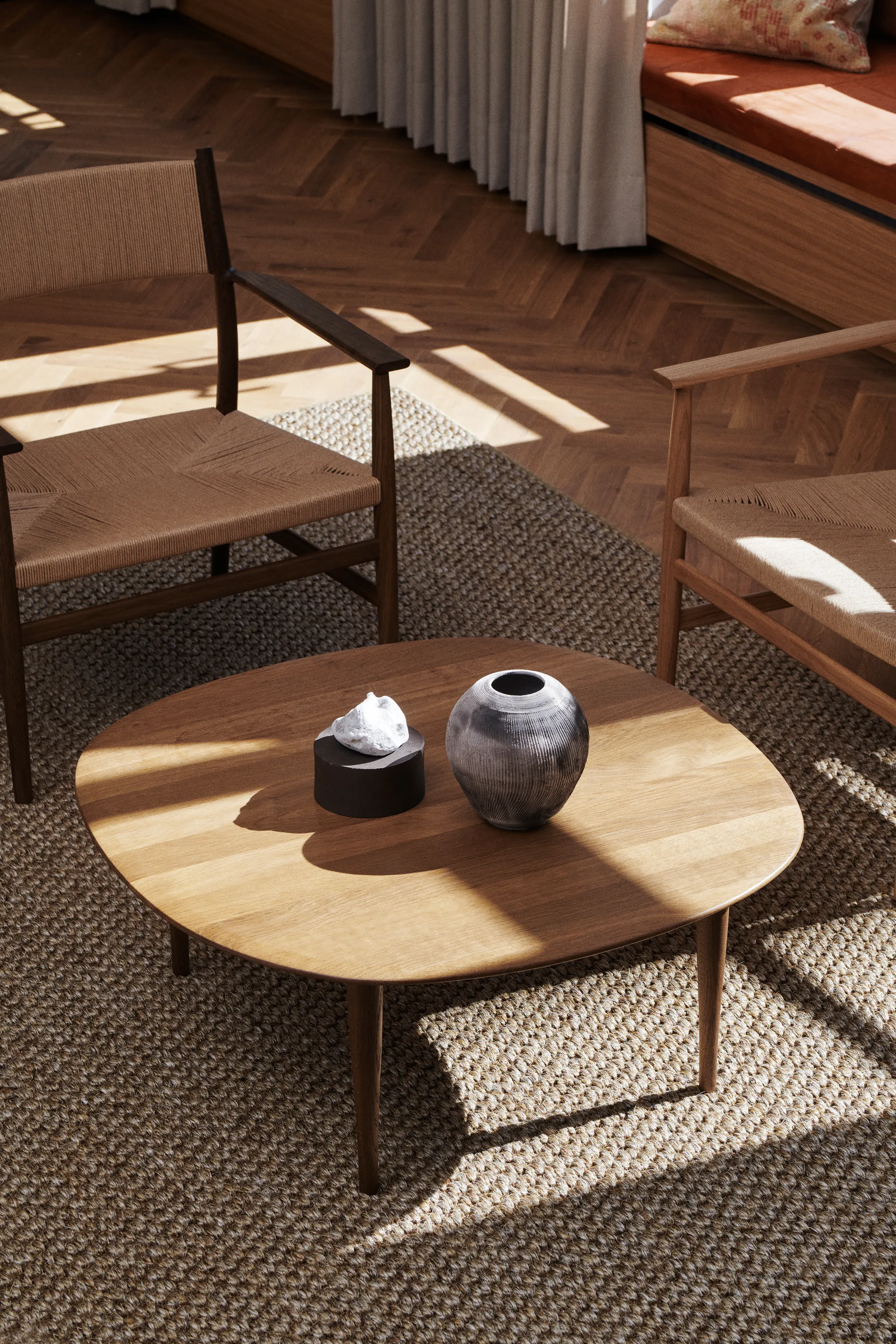 Tavolino Jari Ø 85 cm, Rovere oliato e affumicato Brdr. Krüger