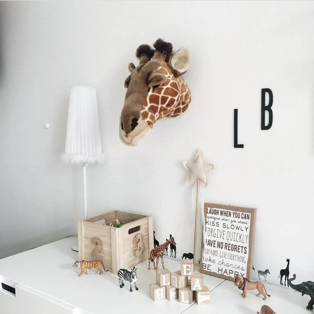 Testa di giraffa peluche da parete, giraffa Brigbys