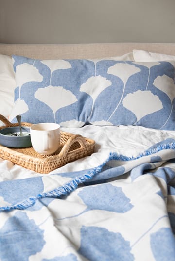Plaid in cotone Ginko 130x170 cm - Blu-bianco (indaco) - Brita Sweden