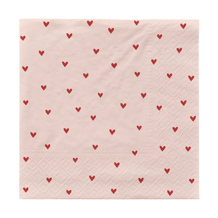 Amor tovaglioli di carta 33x33 cm confezione da 20 - Rosa tenue-rosso - Broste Copenhagen