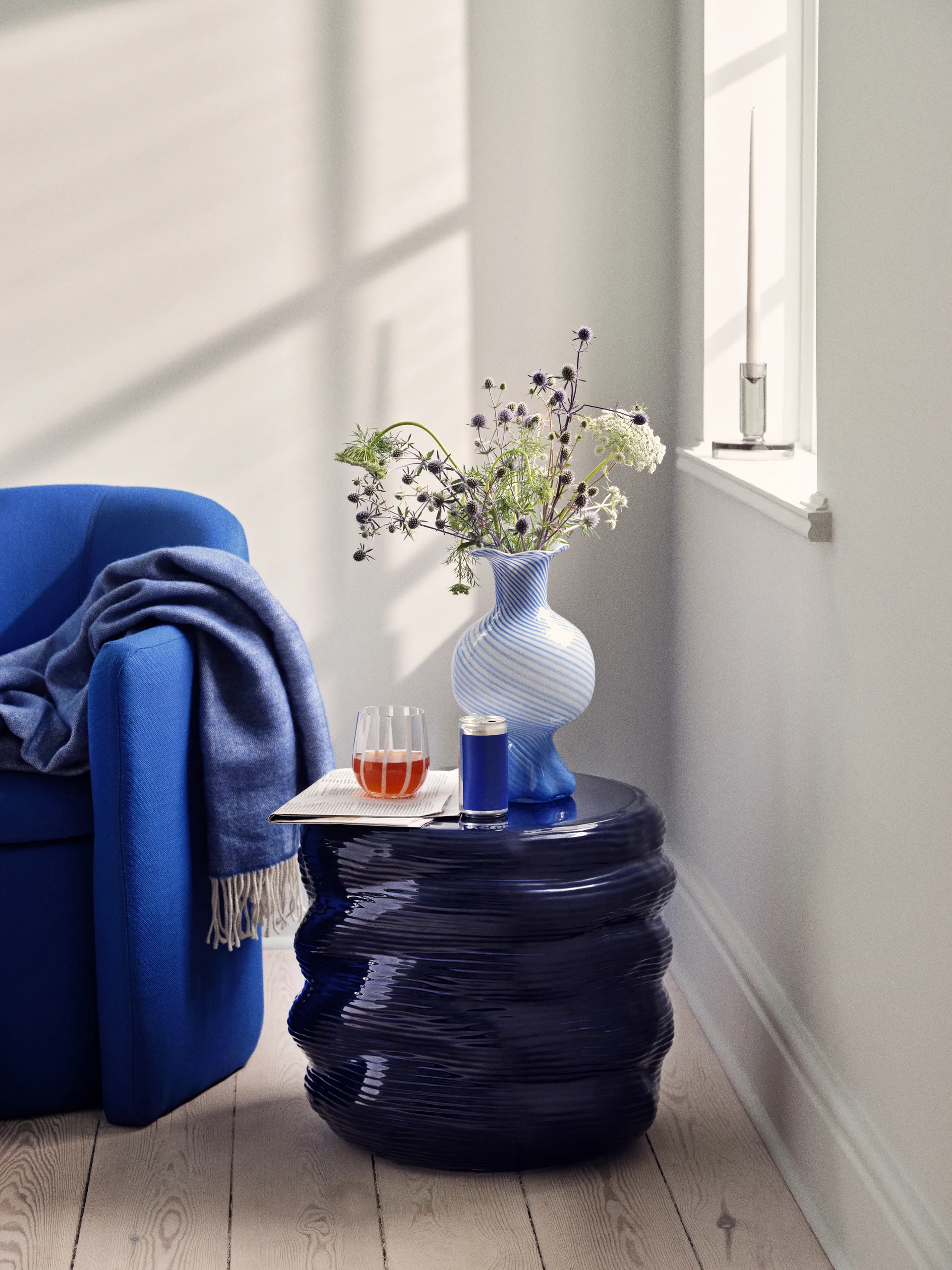 Bicchiere Stripe 35 cl, Clear-white stripes Broste Copenhagen