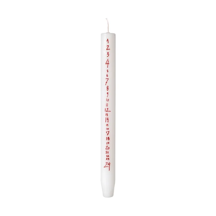 Calendario a candela manoscritta - Pure White-Red - Broste Copenhagen