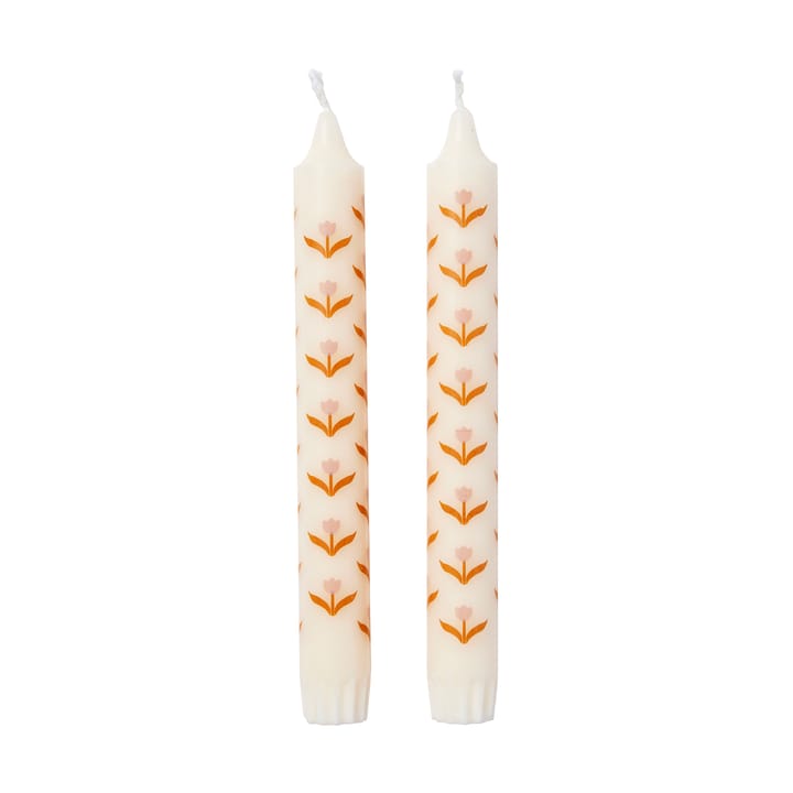 Candela affusolataTulip confezione da 2 - White-soft pink - Broste Copenhagen