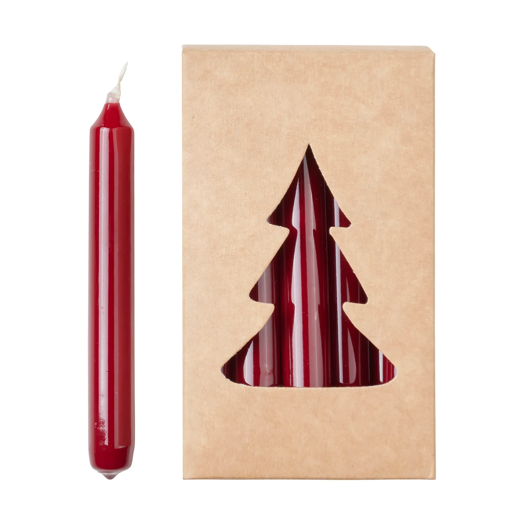 Candela albero di natale lucida Broste, Ø 1,2x10,2 cm, confezione da 20, Borgogna Broste Copenhagen