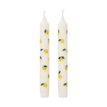 Candele a candela Lemon 2-pack - Bianco-giallo - Broste Copenhagen