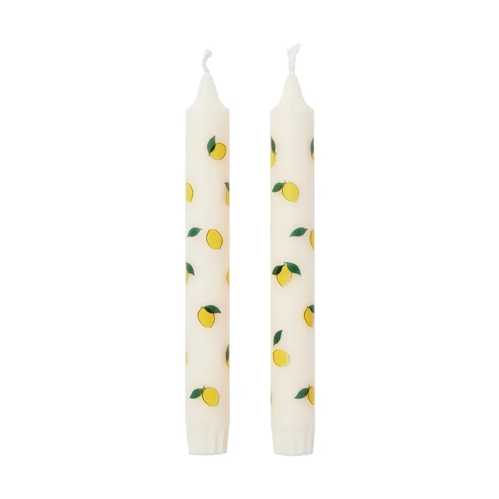 Candele a candela Lemon 2-pack - Bianco-giallo - Broste Copenhagen