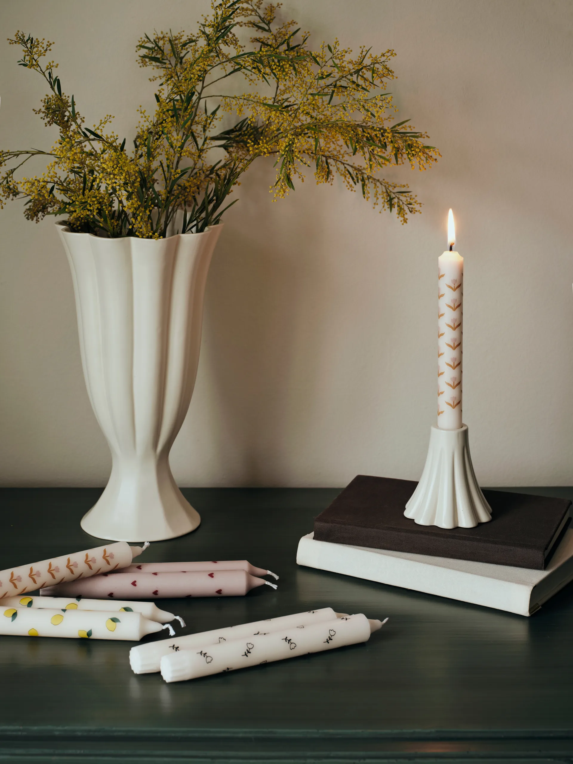 Candele a candela Lemon 2-pack, Bianco-giallo Broste Copenhagen