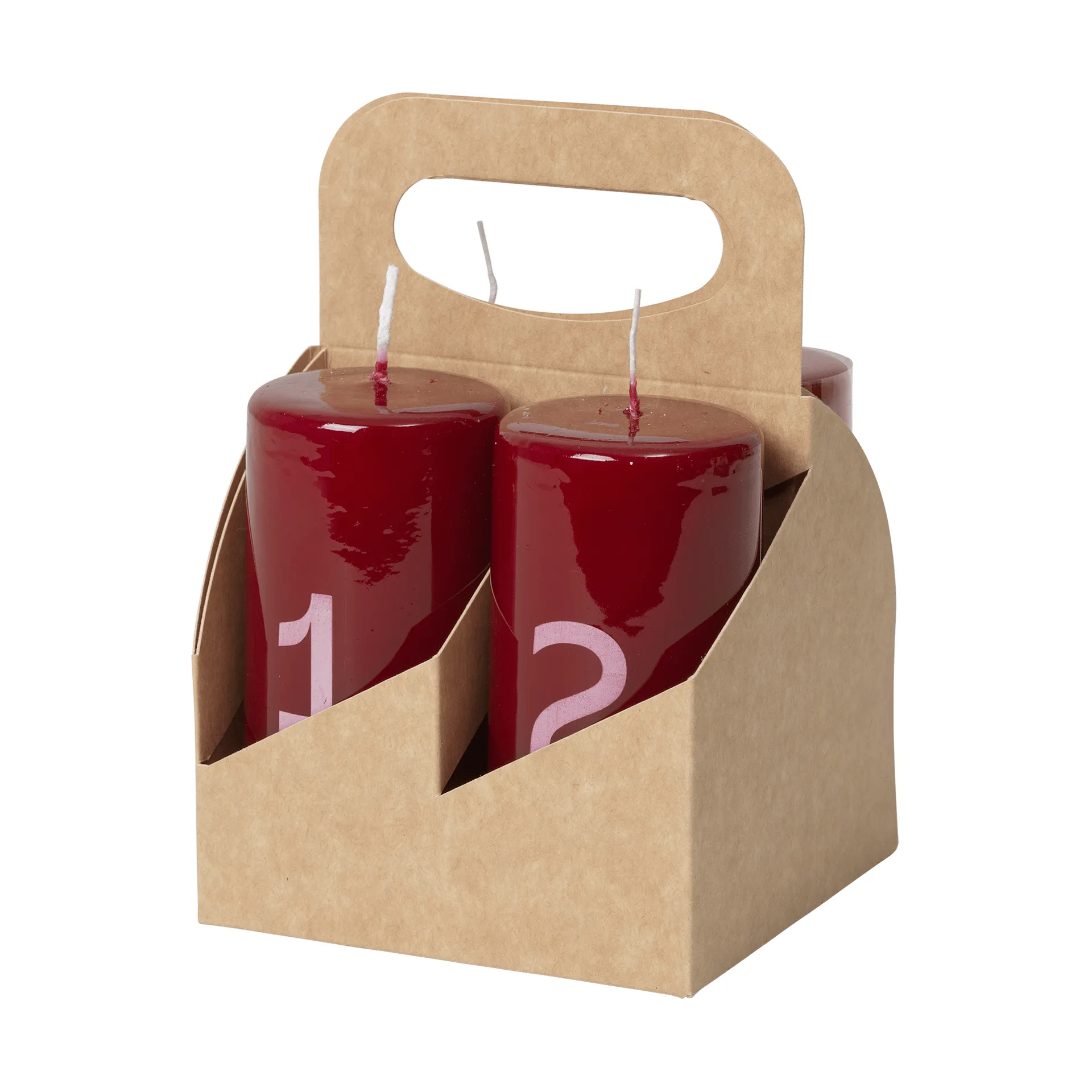 Candele dell’Avvento Broste, Burgundy-White, 4 pezzi Broste Copenhagen