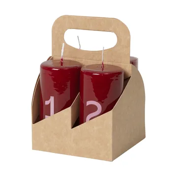 Candele dell’Avvento Broste - Burgundy-White, 4 pezzi - Broste Copenhagen