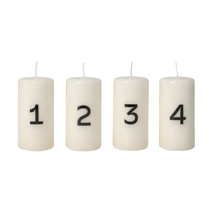 Candele dell’Avvento Broste - White-Black, 4 pezzi - Broste Copenhagen