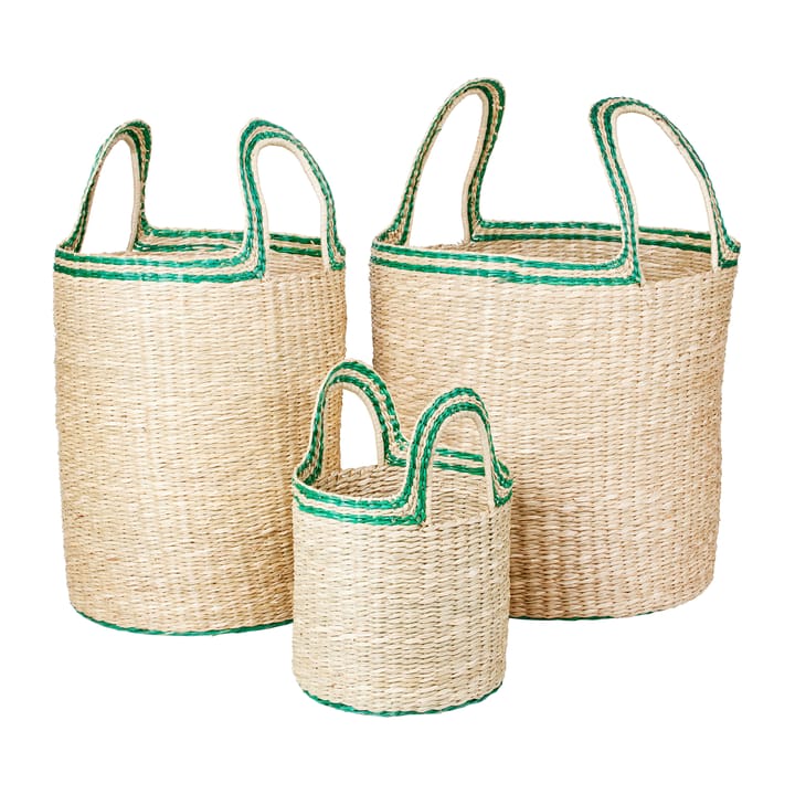 Cesto Lykke, 3 pezzi - Colore naturale, verde - Broste Copenhagen