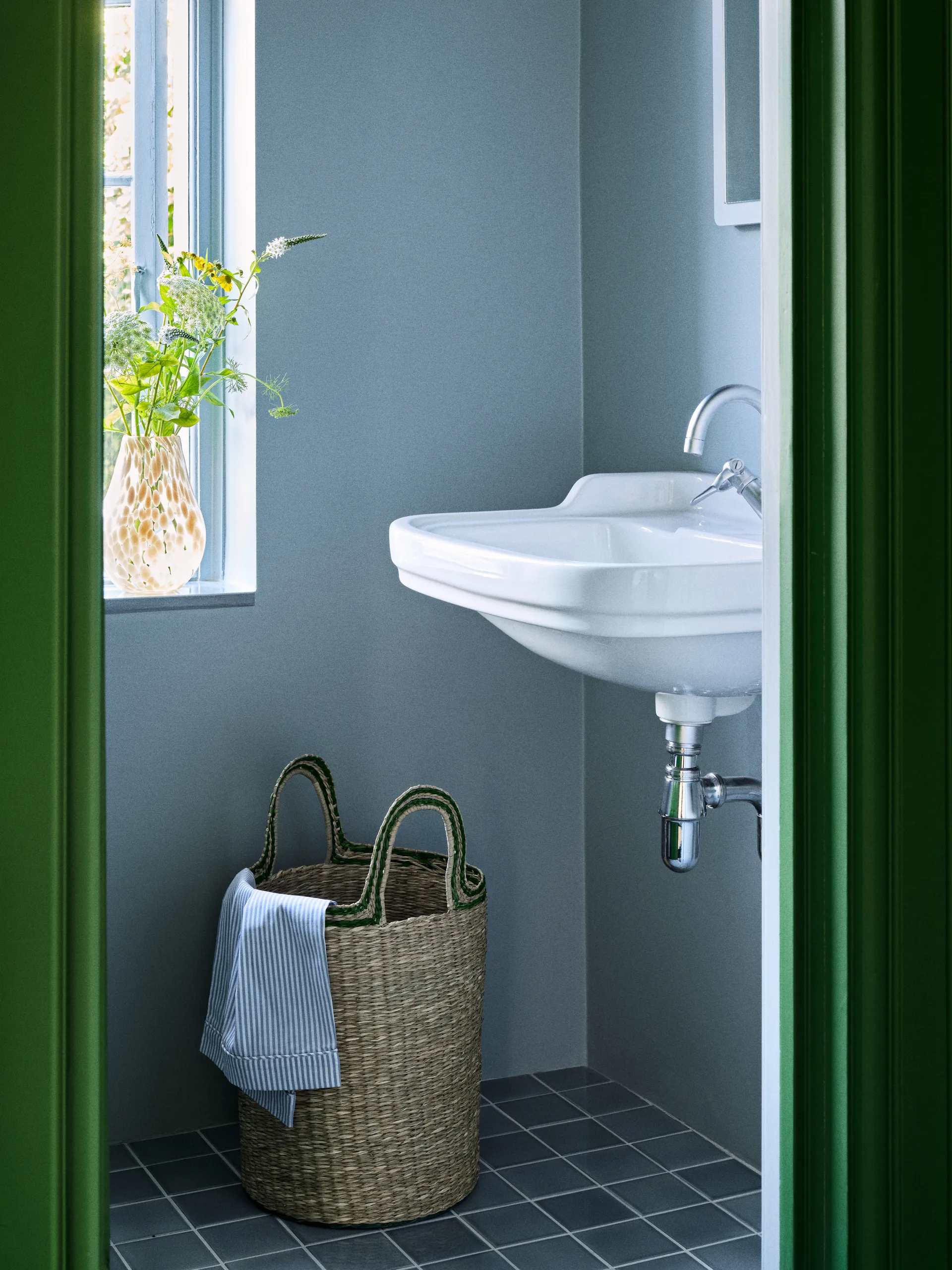 Cesto Lykke, 3 pezzi, Colore naturale, verde Broste Copenhagen