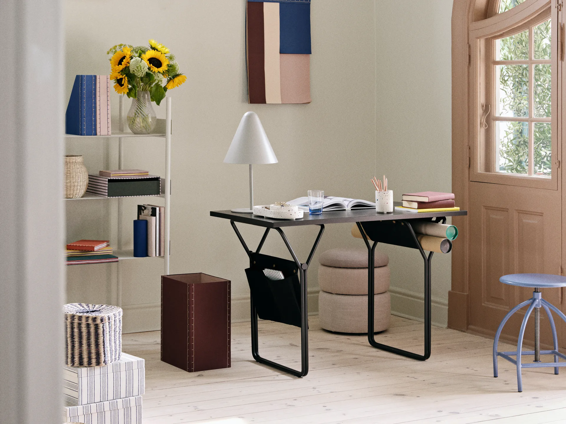 Cesto Polly, 3 pezzi, Colore naturale, nero Broste Copenhagen